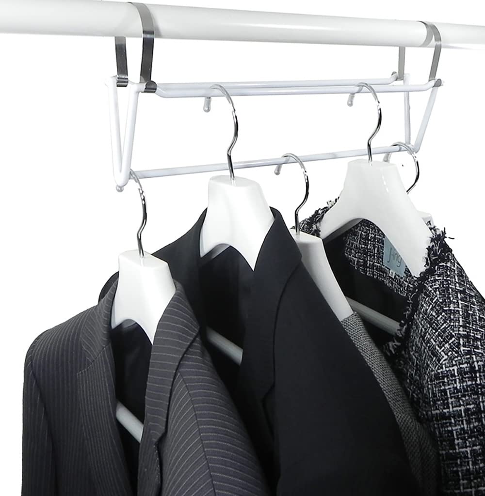 Shinko Hanger (Shinkohanger) Improves Storage Efficiency with a Set of 2 V-Shaped Space Hooks for White Clothes, Clothes, Closet Organization,