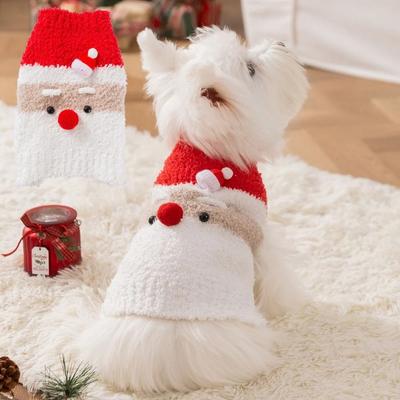 Sleeveless Santa Costume Pet Sweater Thick Knit Knit Pet Sweater Cute Winter Dog Clothes  for Cat