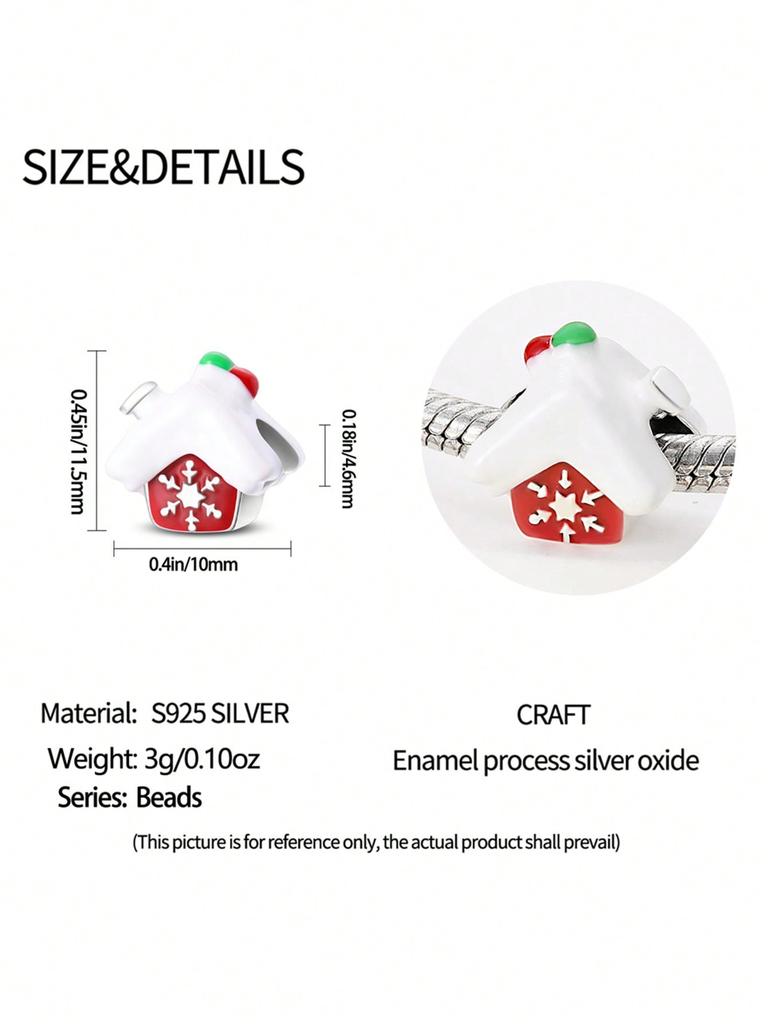 Copper Colors Winter Blue Snowflakesnow House Beads Charm Pendant For Original Bracelet For Women Diy Jewelry Love Gift