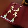 Ringflower Leaf Water Drop Earhook, Long Versatile Earrings, Fashionable Cheongsam Earrings for Women
