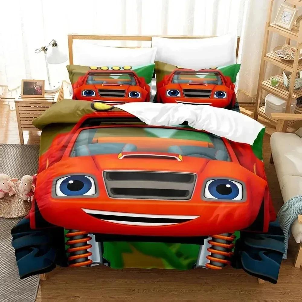 Cartoon Bedding Set B-Blaze Monster Machines Speed Boys Girls Twin Queen Size Duvet Cover Pillowcase Bed Kids Adult