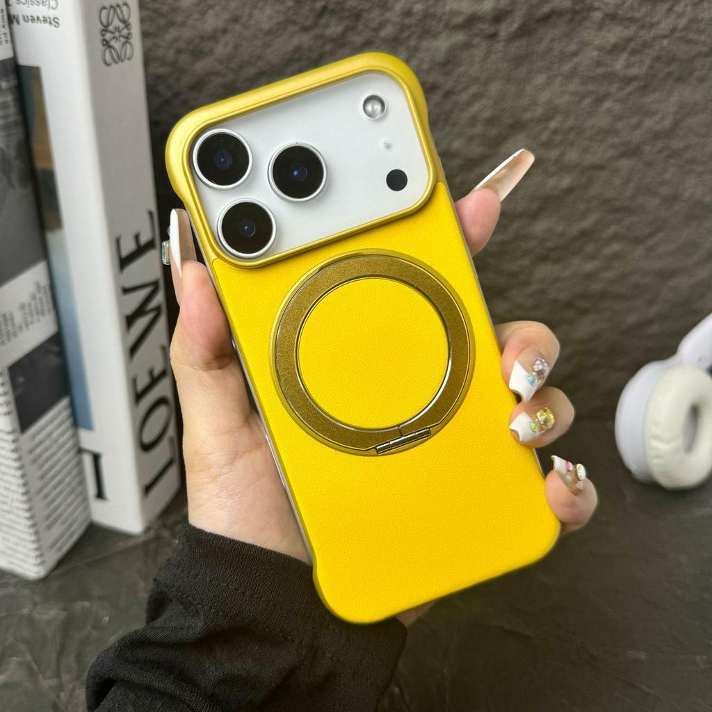 iPhone 13–17 Pro Max Magnetic Rotating Stand Frameless Protective Case