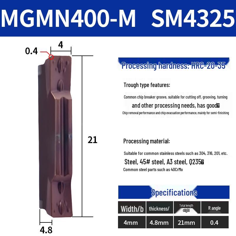 CNC Grooving Blade MGMN300/400-M for Stainless Steel, Ceramic, Aluminum Lathe Parting Tool Inserts