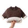 Girls' Floral Print Cotton Coat with Lace Collar - Warm Autumn/Winter Layer