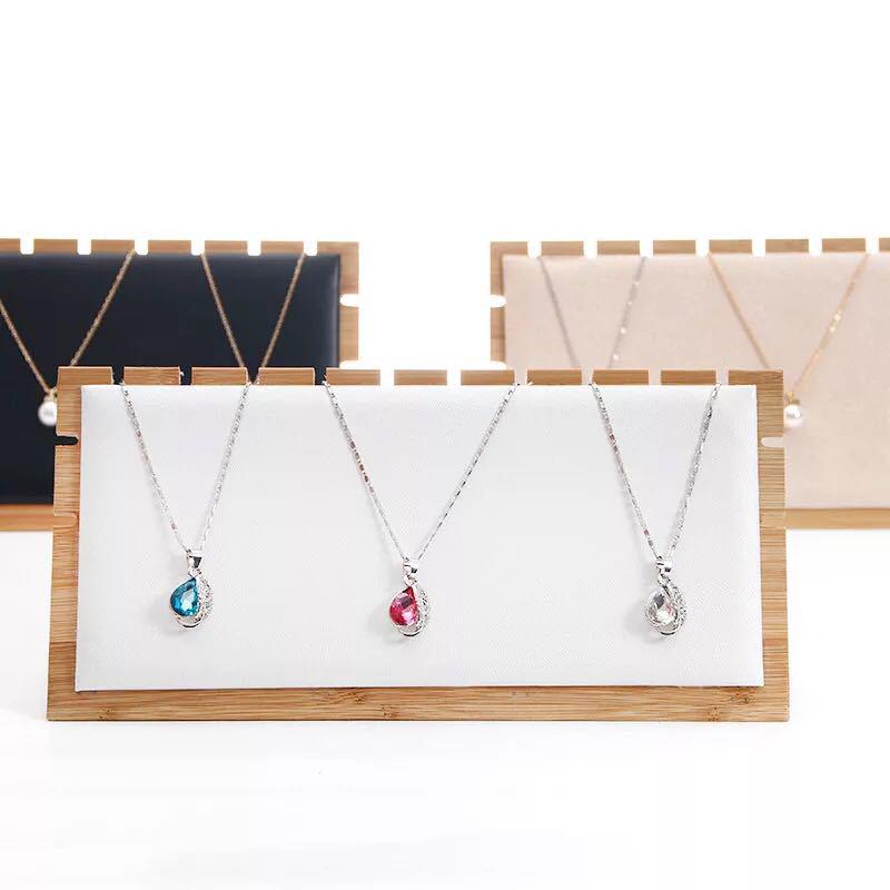 Bamboo Wood Jewelry Display Stand for Necklaces, Earrings, and Pendants