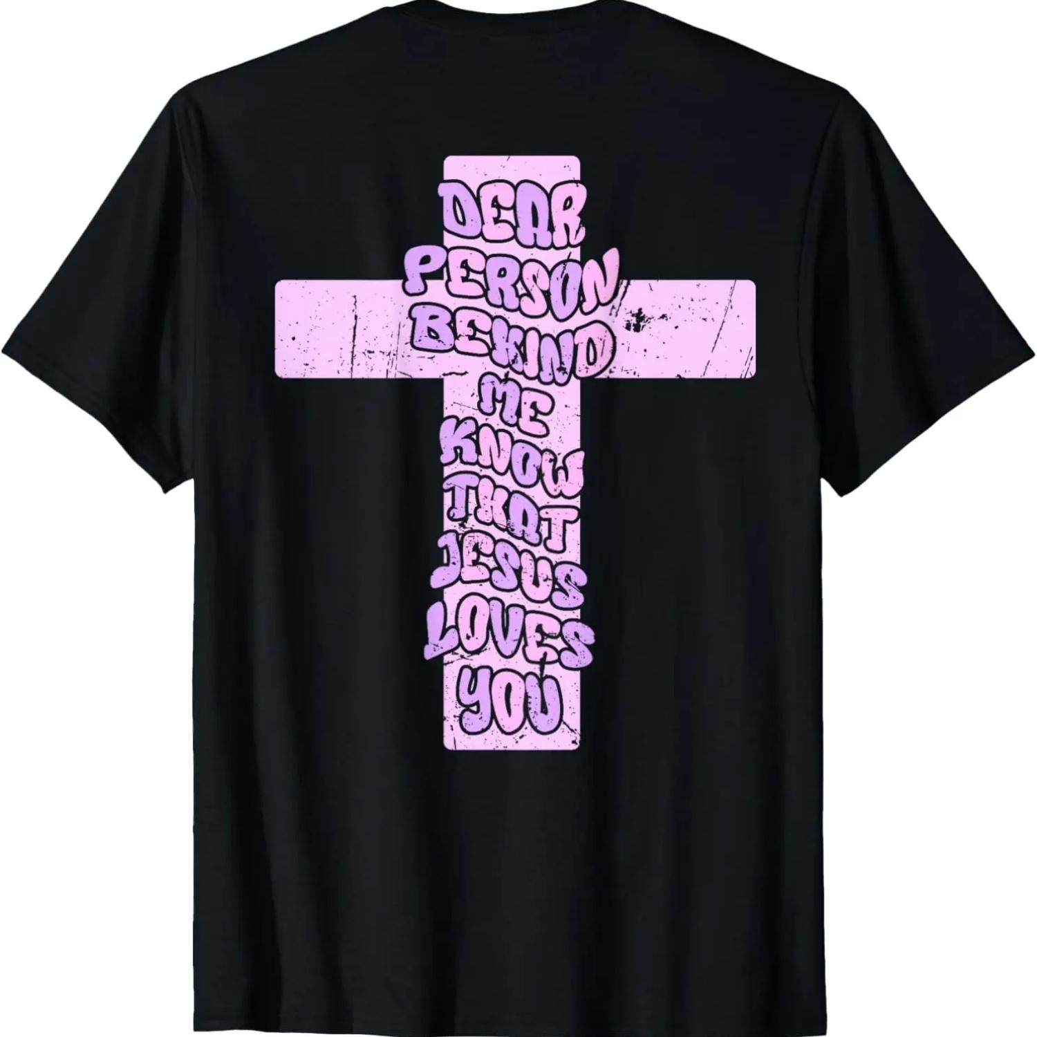 Дорогой человек позади меня, Иисус любит тебя. Христианская надпись. Милая футболка. S чёрный