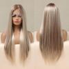 EASIHAIR Blonde Mixed Brown Lace Front Wigs Long Straight Natural Wigs for Women Silk Lace Frontal Synthetic Wig Heat Resistant