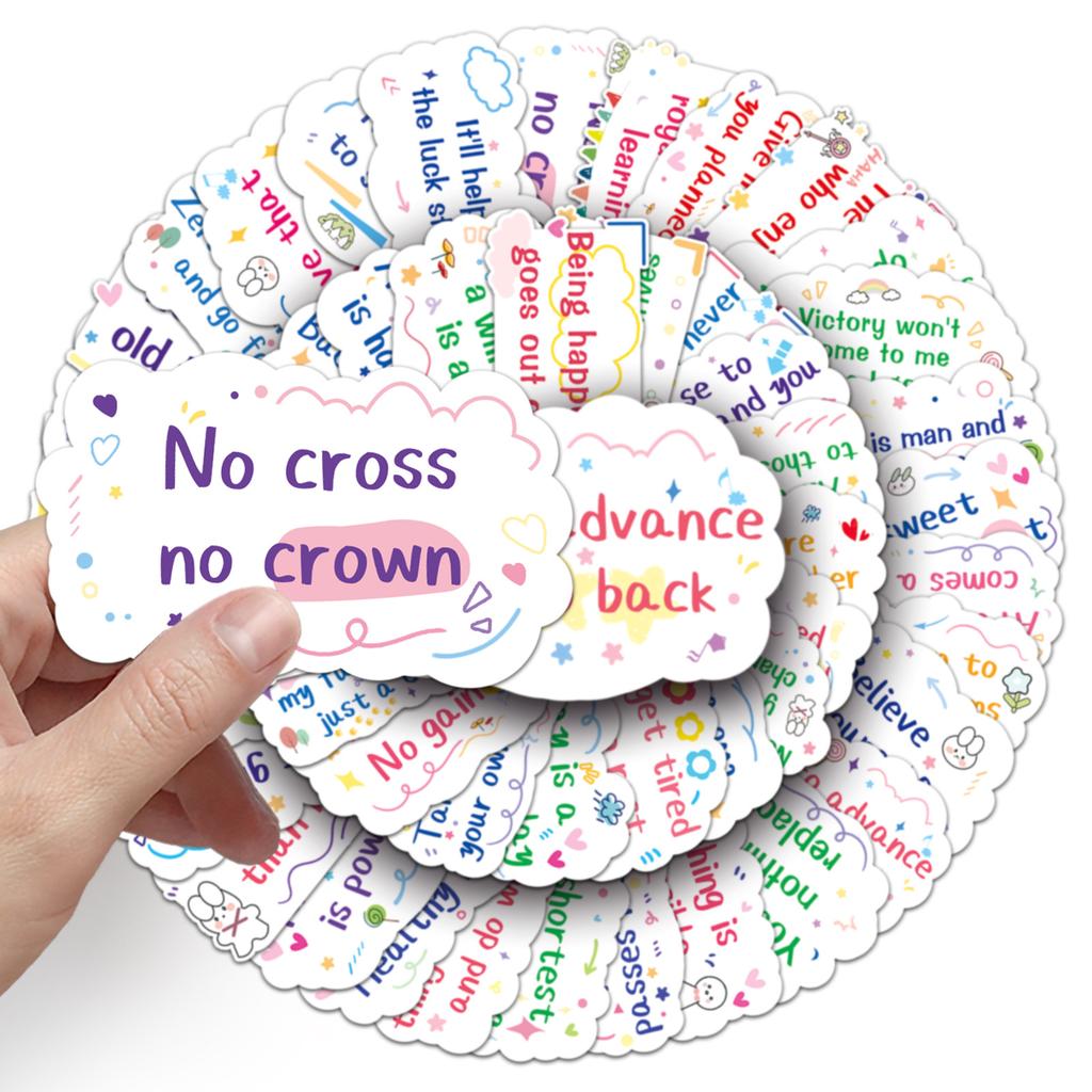 50 Inspirational English Short Sentences Graffiti Personalized Text Slogans DIY Water Cup Suitcase Stickers Waterproof