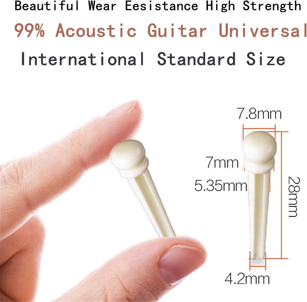 Acoustic Guitar Bridge Pins Miwayer Guitar Parts Real Bone Bridge Pegs with Shell Dot 6pcs