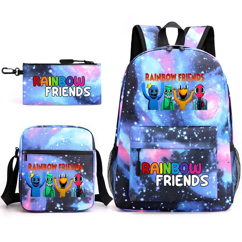 Rainbow Friends Surrounding Backpack Elementary School Student Starry Sky School Bag Three-piece Set