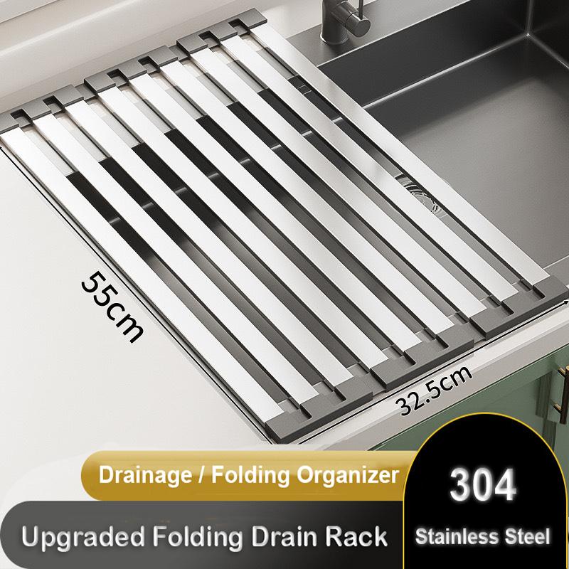 304 Stainless Steel Collapsible Telescoping Sink Drain Rack for Chopsticks Dish Organizer Basket Kitchen Sink Storage Rack