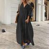 Frühlings Baumwolle Leinen Oversize Damen Kleid Lang Weiß Knopf Locker Kleider Weiblich Neu Lässig Trendig Elegant Damen Kleidung