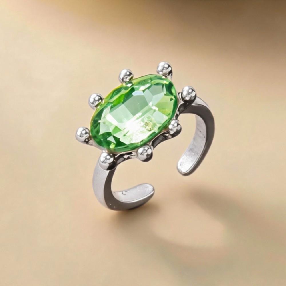 Shiny Candy Color Statement Ring Stackable Finger Ring Gift Oval Shape Rhinestone Ring Daily Wear