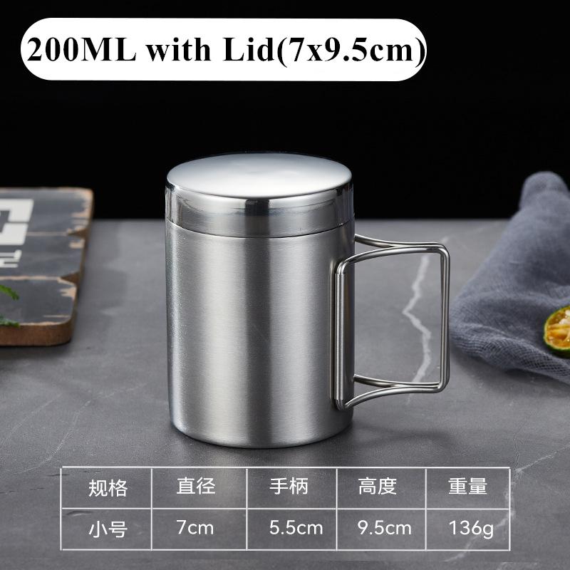 Kubek do kawy 200/300/400ml Stal nierdzewna Naczynia do napojów Podwójna ścianka Izolowany kubek Kubek podróżny Kubki do kawy do domu i biura z uchwytem