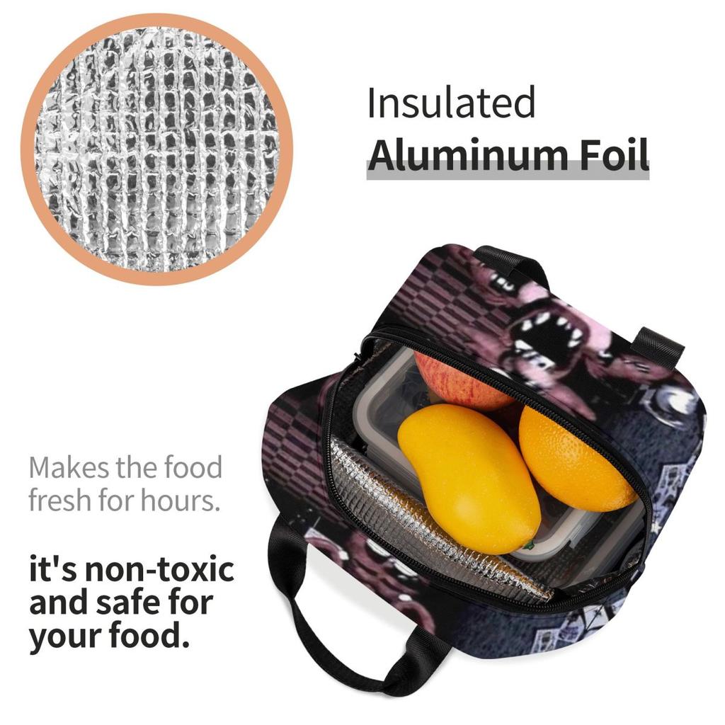 FNAF At Freddys Product Insulated Lunch Bag For Picnic Food Storage Bag Leakproof Thermal Cooler Lunch Boxes