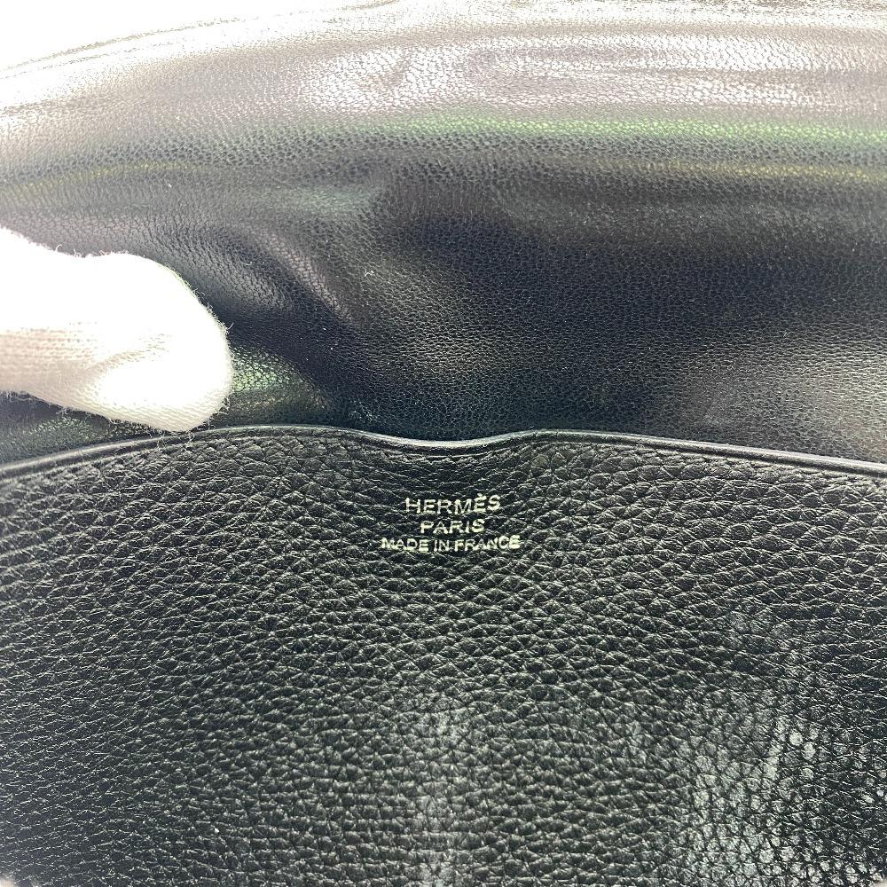 HERMES leather Dogon Long Purse black leather mens Used