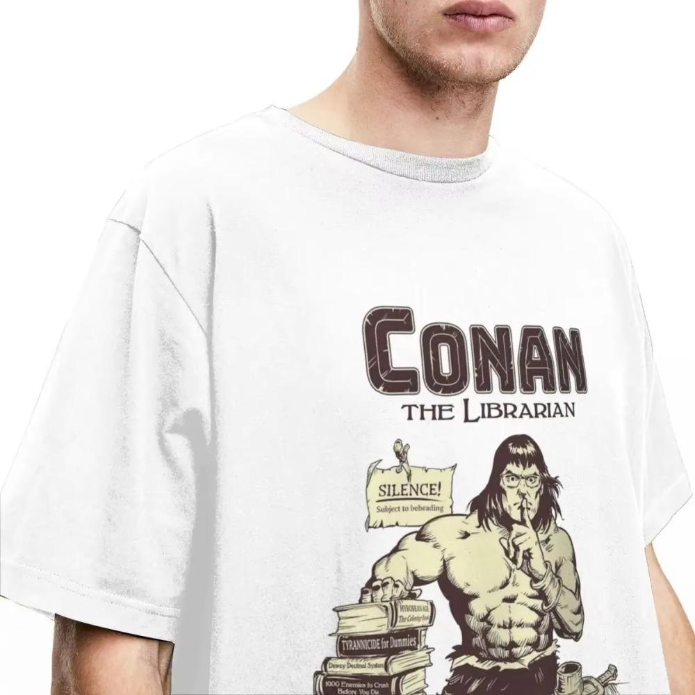Conan The Librarian Men Women T Shirts Conan the Barbarian Parody Apparel Novelty Tee Shirt T-Shirt  Clothing