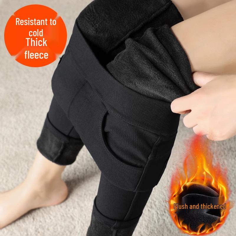 2025 New Style Black Velvet-Lined Slimming Leggings: Tight-Fit, Body-Shaping Winter Wear