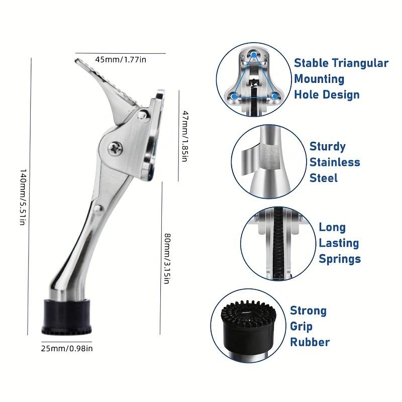 1 ks Dveřní zarážka One Touch Kickdown, Držák dveří, Vysoce odolné dveřní zarážky, Spodní část dveří, Výškově nastavitelné gumové koncovky, Dodává se s montážními šrouby