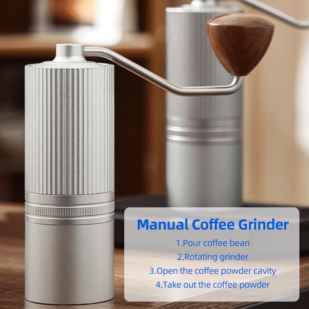 Manual Coffee Grinder - Stepless Adjustable Settings Portable Hand Coffee Mill with CNC Stainless