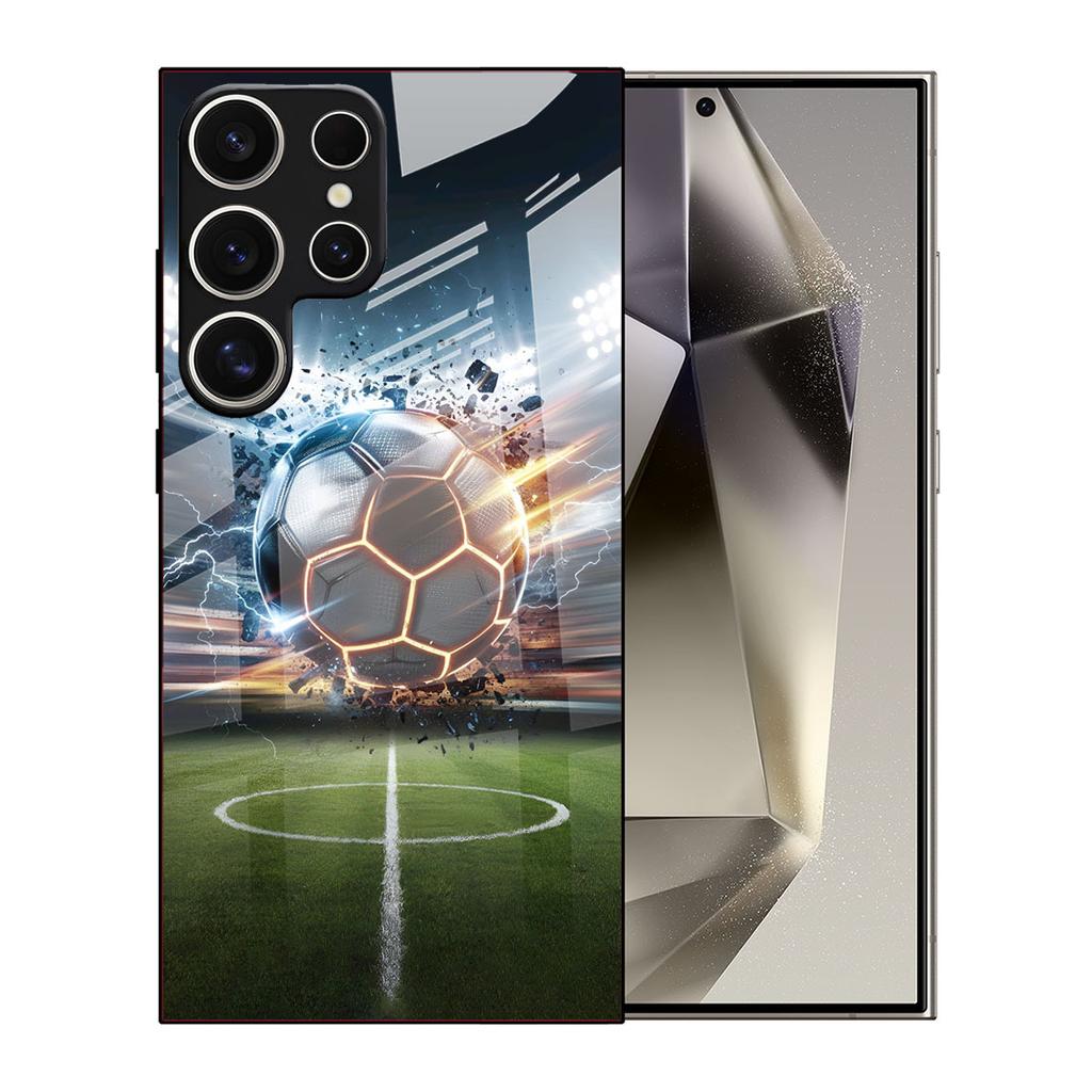 Samsung S26ULTRA Mobile Phone Case A90 Football S24 Tempered Glass Illustration A16 Black Protective Case A07