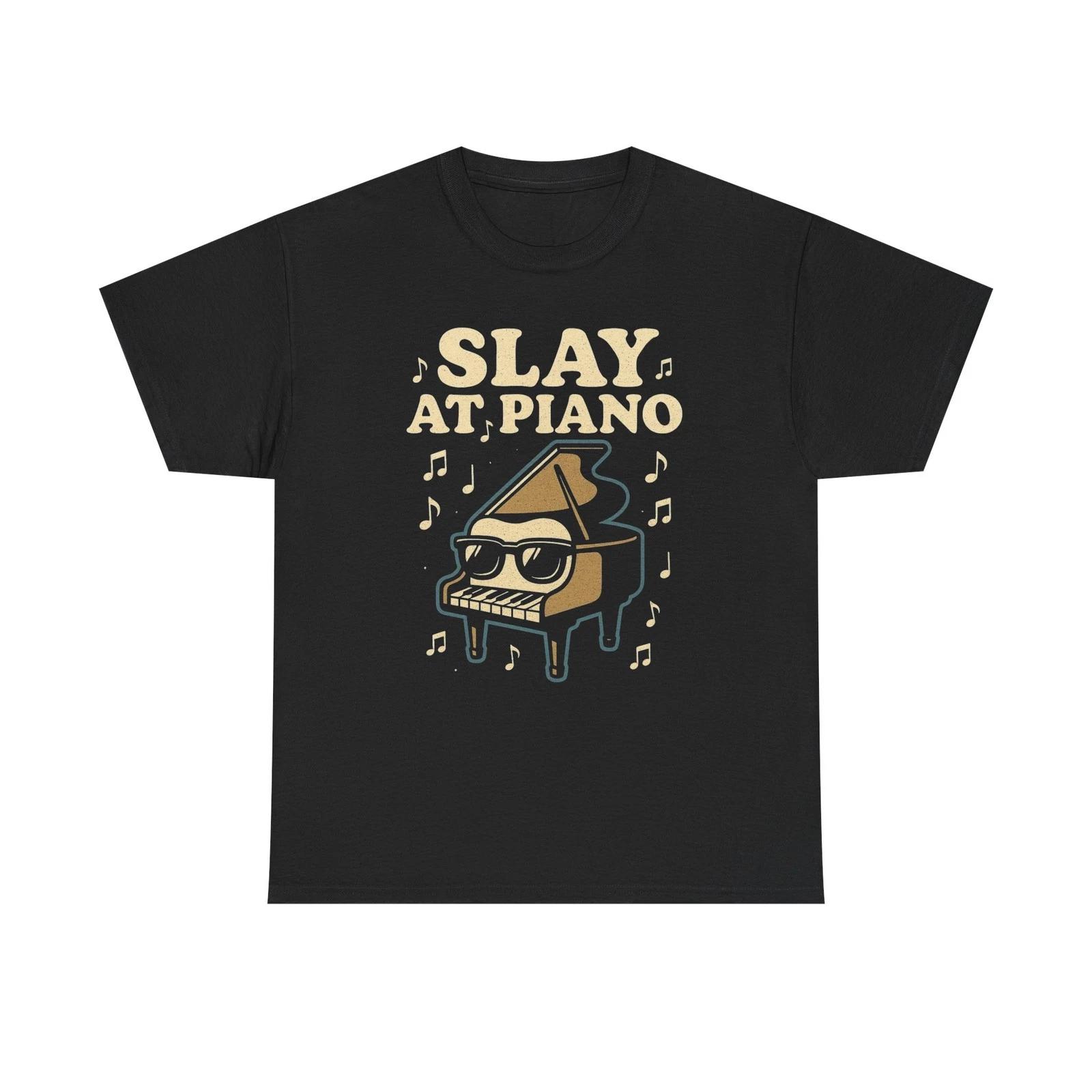 Slay At Piano Art Music Graphic T Shirt Unisex Heavy Cotton Tee S