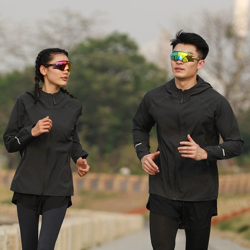 Summer Couple's Running Jacket, Sports Hooded Sunscreen Jacket, Men's Quick Drying Reflective Fitness Jacket, Men's and Women's