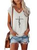 Women Print T-shirt Summer Fashion V Neck Short Sleeve Top Ladies Casual Tee Shirt