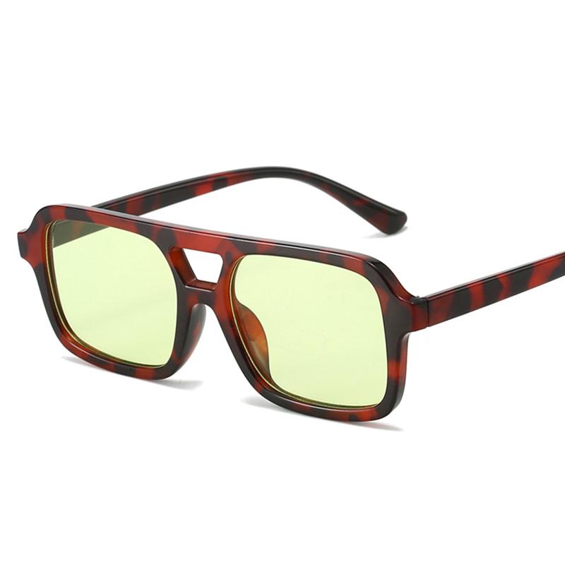 Fashion Double Bridges Square Sunglasses Women Clear Ocean Gradient Lens Eyewear Trending Brand Designer Sun Glasses Oculos