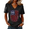 Women’s Casual V Neck Short Sleeve Pullover Top with 250th Anniversary Printed Graphic Lightweight Loose Fit T Shirt