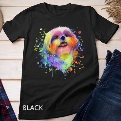 Splash Art Shih Tzu Niedlicher Welpe Geschenk Männer Frauen Hundeliebhaber Unisex T-Shirt