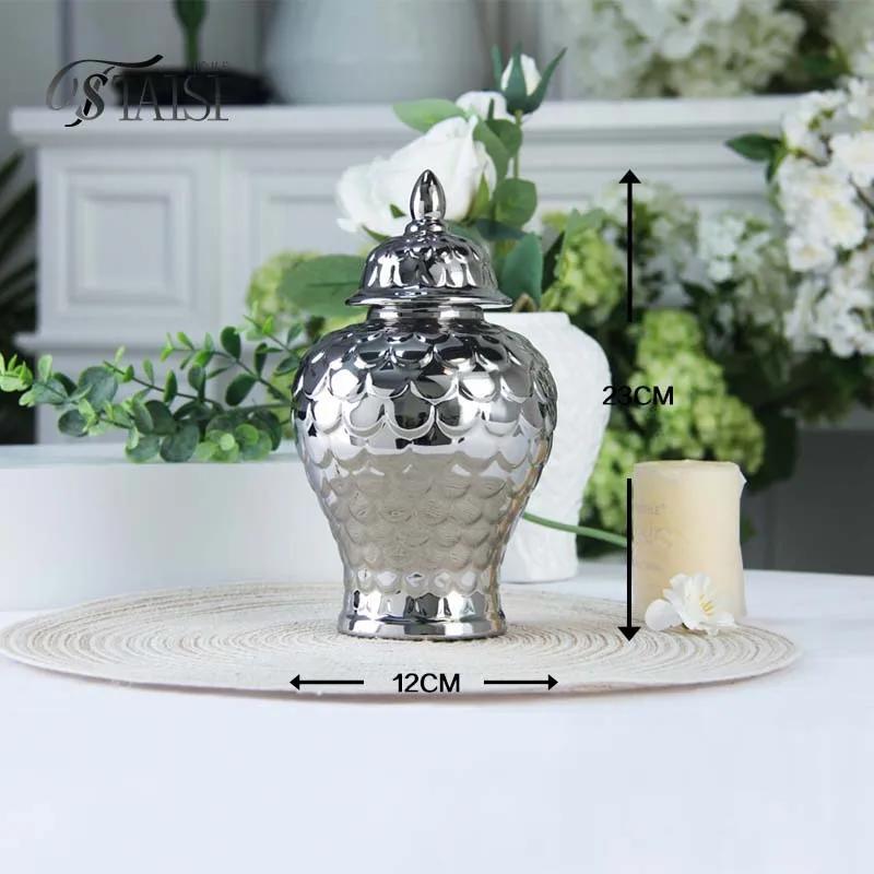 Ceramic General Jar Porcelain Handicrafts Geometric Golden Jar Storage Tank Flower Vase Home Decoration Accessories