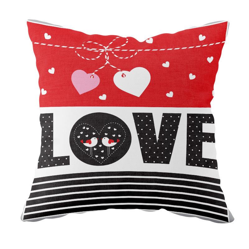 Valentine's Day Cushion Short Plush Love Printed Cushion Cover Car Bedside Cushion Gift