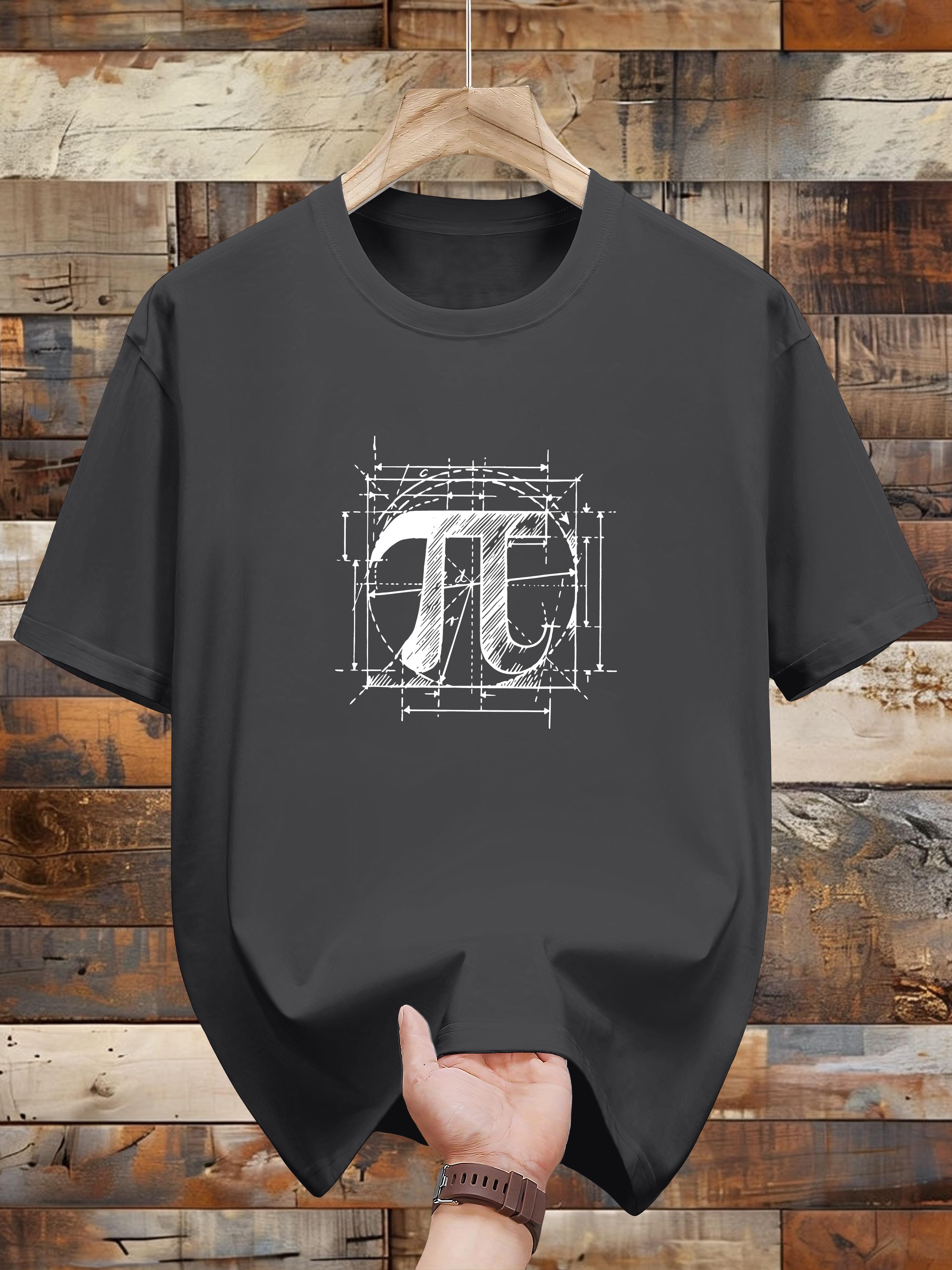 Black Cotton Graphic T-shirt - Casual Short Sleeve with Stylish Geometric Pi Design S