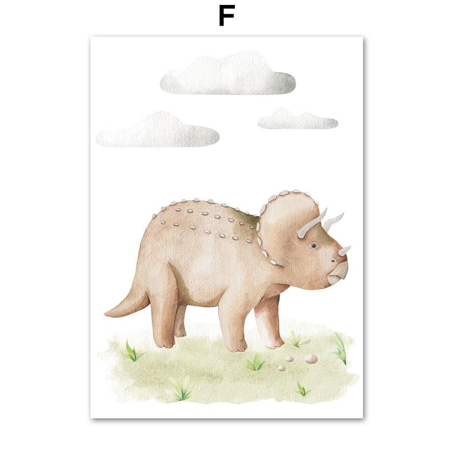 

Мультфильм динозавр белые облака трава детская настенная живопись на холсте плакаты на скандинавскую тему и принты настенные панно для декора комнаты для маленьких мальчиков A4 21X30cm No Framed