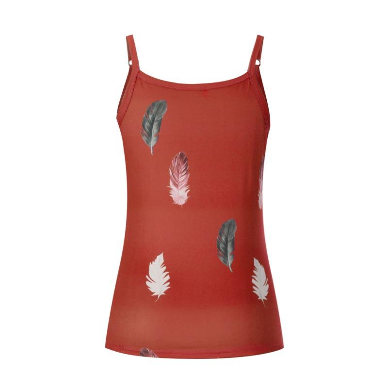 Summer Sleeveless Feather Printed Loose Women Tank Tops Fashion Plus Size Casual Vest Simple Office Ladies Blouse Female Camisole Women's Clothing