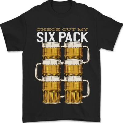 26 Check Out My Beer Six Pack Funny Alcohol Mens T-Shirt 100% Cotton Unisex T-Shirt