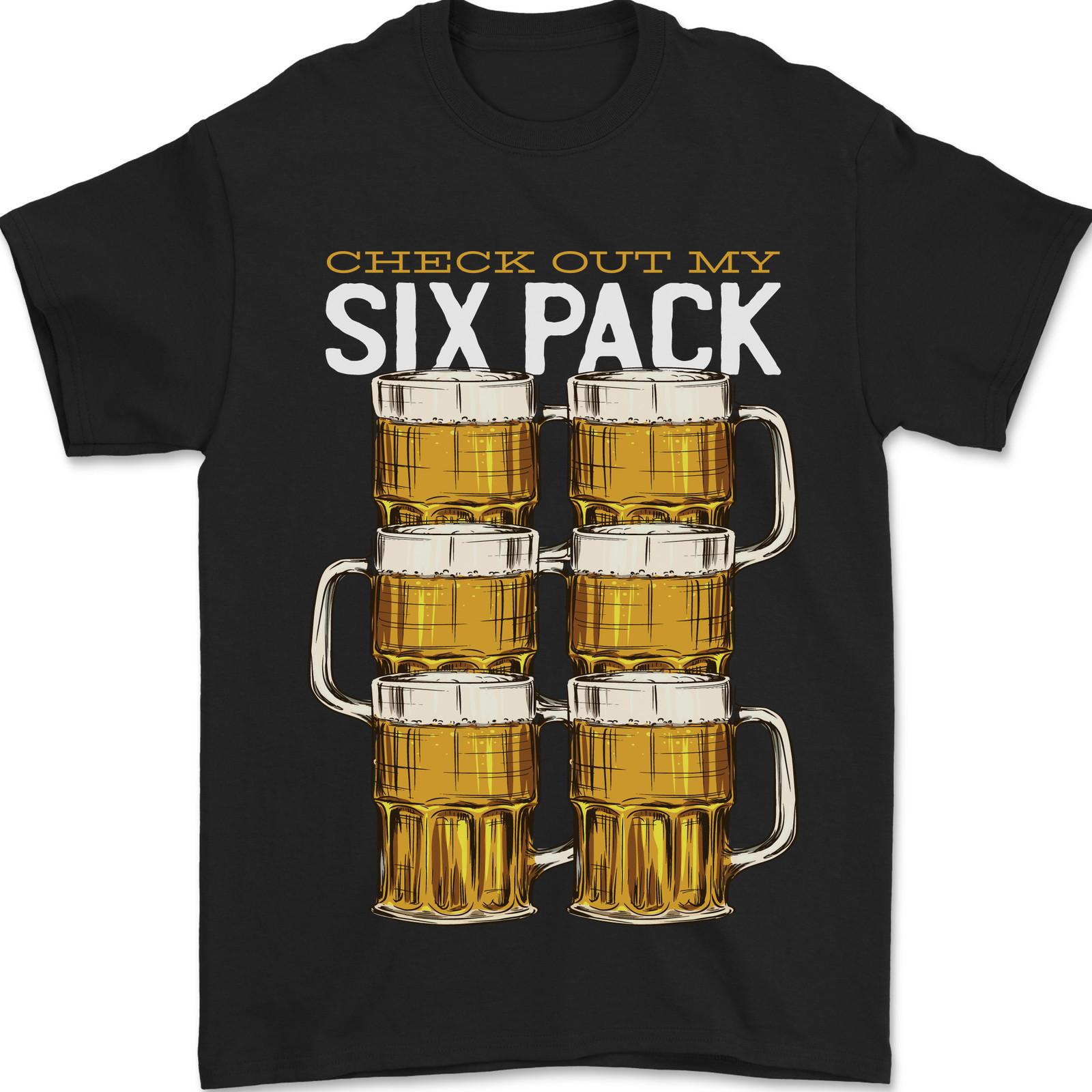 26 Check Out My Beer Six Pack Funny Alcohol Mens T-Shirt 100% Cotton Unisex T-Shirt L