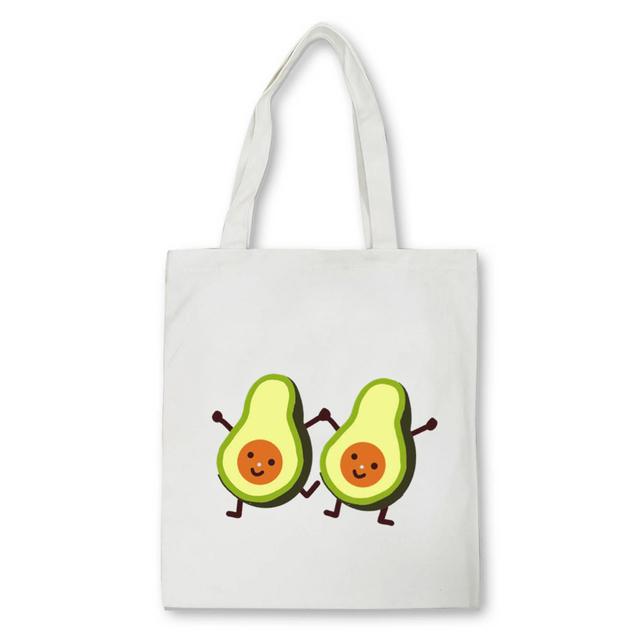 Cartoon avocado Print Canvas Shopping Tote Bag Reusable Women Shopper Bag Fashion Kawaii Female Eco Handbag