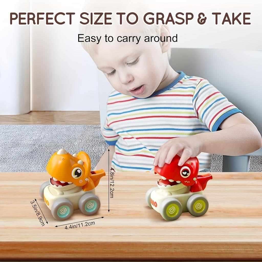 Dinosaur racing car, baby push car toy, baby toy car set with whistle, baby push and pull friction car toy, birthday gift for boys and girls