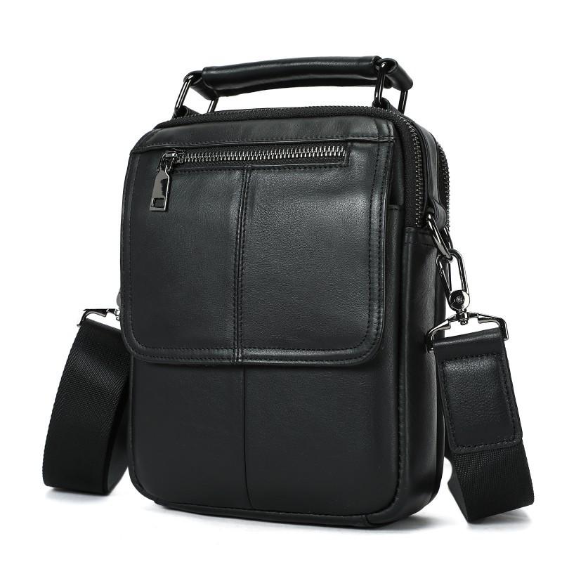 Head Layer Cowhide Men's Shoulder Bag Casual Simple Vertical Small Leather Handbag