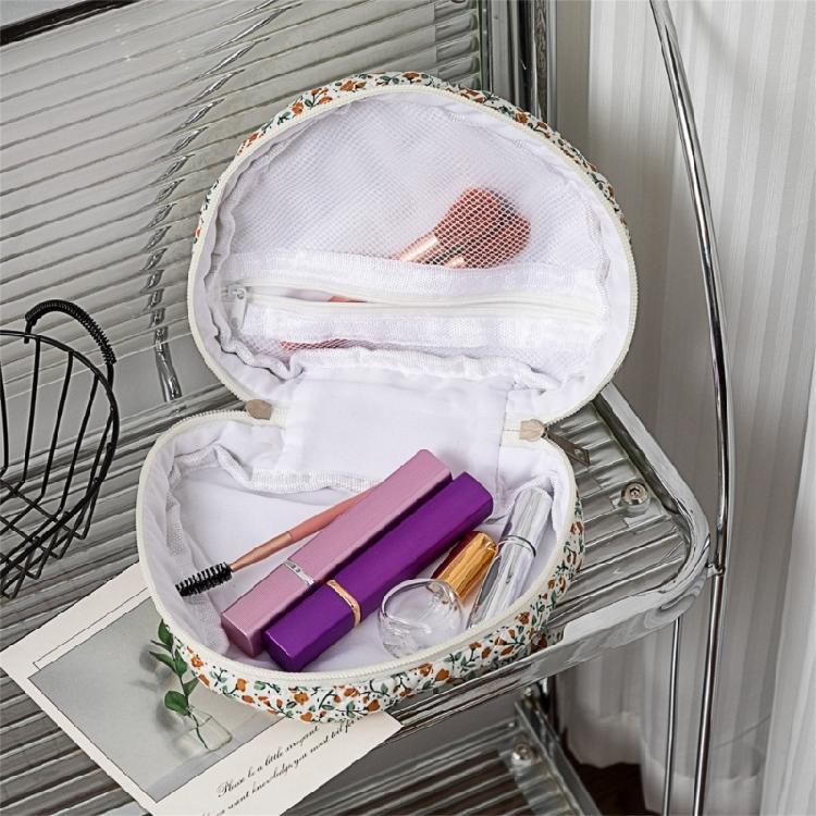 Florals Heart Makeup Organizers Quilted Water Resistant Cosmetic Bag for Travel Portable Toiletry Storage Women Use