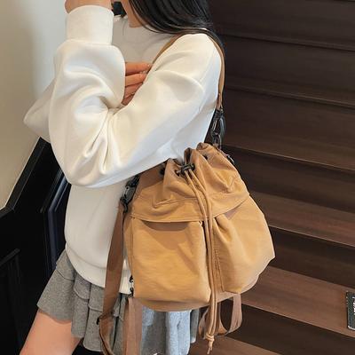 Large Capacity Multifunctional Shoulder Bag Women's Drawstring Backpack Multi-Pocket Crossbody Bag