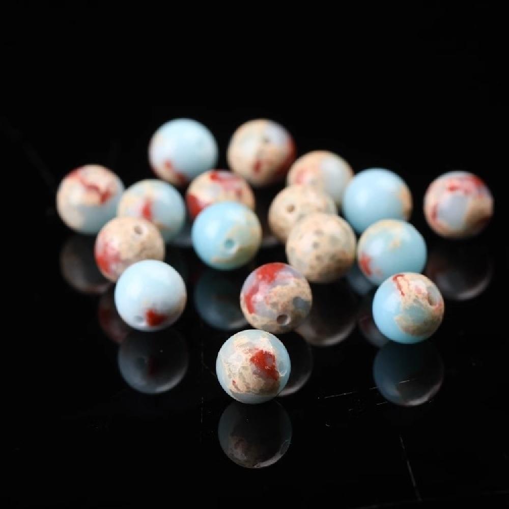 Snake Skin Jaspers Round Natural Stone Beads 15"Strand Smooth Loose Spacer Beads 4/6/8/10/12mm for Jewelry Making DIY Bracelets Accessories