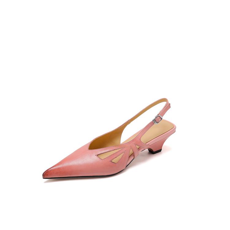 

Fashion New Summer Sandals Genuine Leather Pointed Toe Sandals for Women Fashion Hollow Out Cover Toe Sandals Ladies Shoes Women Pink 34 розовый