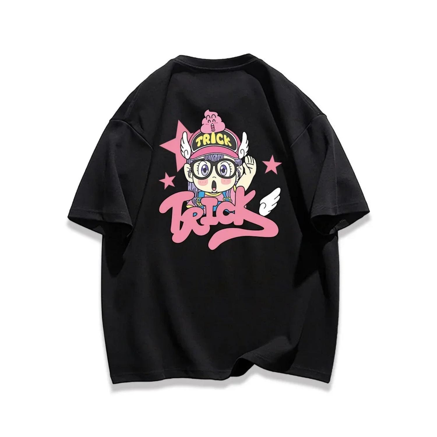 

2025 New Cartoon Arale Print Fresh Short-sleeved T-shirt Female Summer Korean Version Sweet Loose Top Clothes Graphic Aesthetic S чёрный