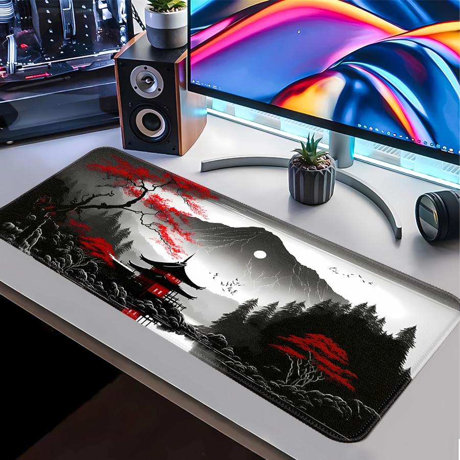 overlock Mouse Pad Keyboard Mouse Pad office Pad Computer Laptop Pad Desk accessories Game Console Pad Cherry Blossom Scenery