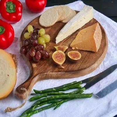 35.56 Cm Wood Chopping Board for Kitchen Cutting Board for Kitchen Round Cutting Board with Handle Serving Board Pizza Platter