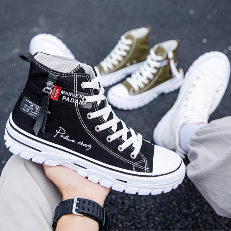 2025 Spring Autumn New Trend High Top Comfortable Sneakers for Men Platform Breathable Canvas Vulcanize Shoes Tenis Masculino