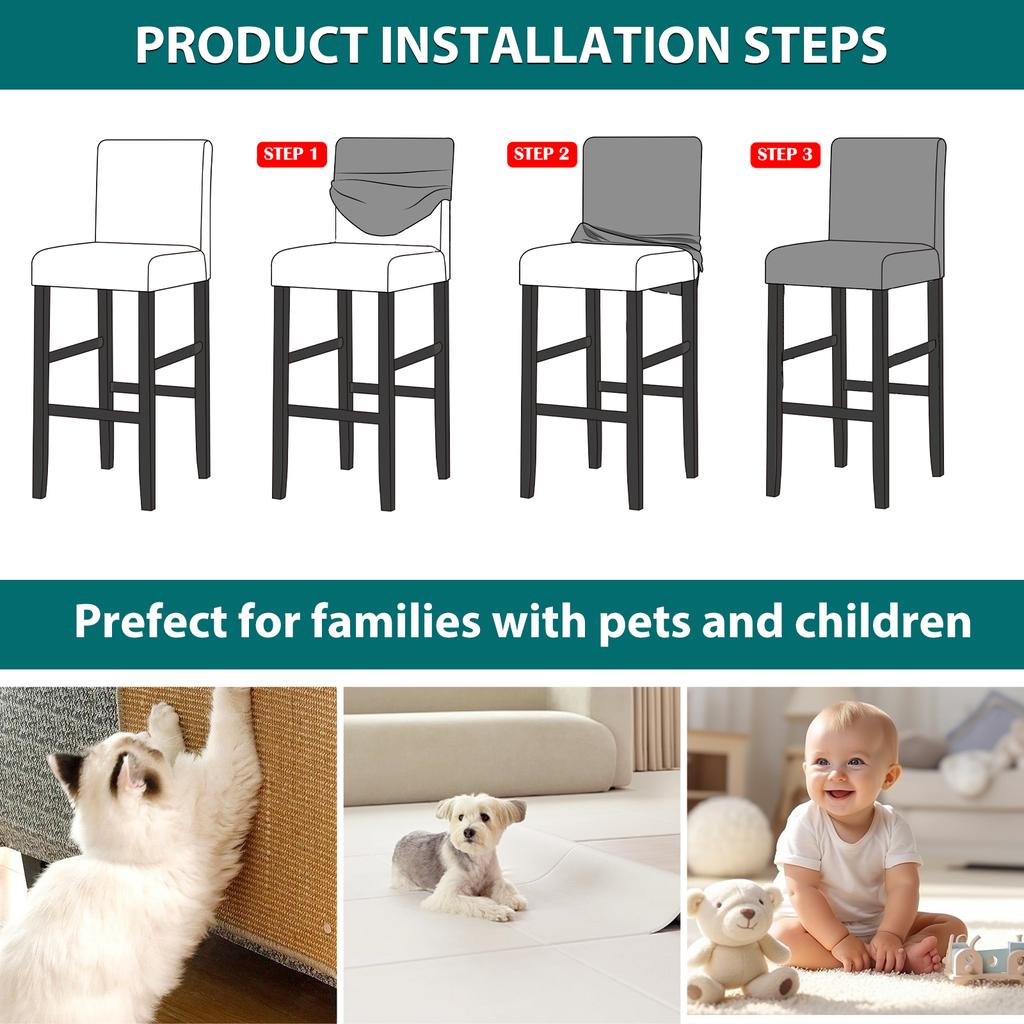 Real Waterproof Fabric Bar Chair Cover Stretch Short Back Chair Cover Washable Cheap Spandex Covers For Home Hotel Banquet Decor